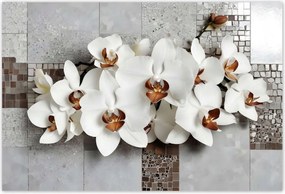 Fotótapéták 104x70 Fehér orchideák és mozaik