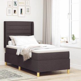 Boxspring Ágy Matrac és LED Sötétbarna 80x200 cm Szövet