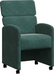 vidaXL Kerekes Étkező Székek 2 pcs Sötétzöld 58 x 65 x 98 cm Bársony