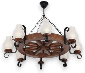 Brilagi - Csillár láncon ROATA 8xE14/40W/230V bükkfa/dió