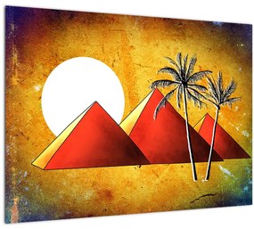 Festett egyiptomi piramisok képe (üvegen) (70x50 cm)