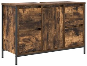 füstös tölgy mosdószekrény fiókokkal 90x34,5x60 cm
