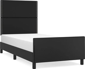 vidaXL fekete műbőr ágykeret fejtámlával 90x190 cm