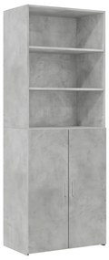 betonszürke szerelt fa tárolószekrény 70 x 42,5 x 225 cm