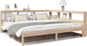 vidaXL tömör fenyőfa könyvespolcos ágy matrac nélkül 180 x 200 cm