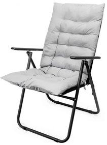 Összecsukható kempingszék matraccal fekete/szürke