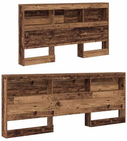 Tároló fejtámla polcokkal fejtámlával Régi fa 150 cm Faanyag