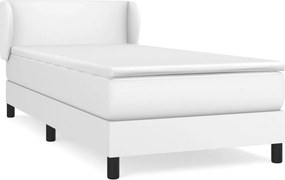 vidaXL fehér műbőr rugós ágy matraccal 100 x 200 cm