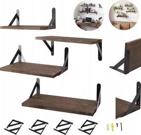 Loft Fali Polc Szett Ipari Rusztikus Fürdőszoba 4 Db-os