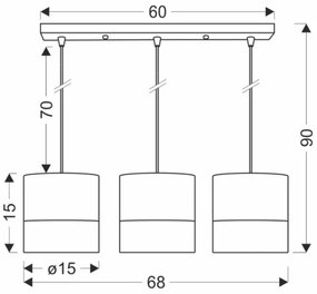 Csillár zsinóron BIANCO 3xE27/40W/230V fehér/barna