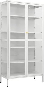 vidaXL fehér acél és edzett üveg vitrin 90 x 40 x 180 cm
