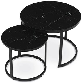 Dohányzóasztal 70×70 cm, MDF, Márvány Mintás Fekete. CT-X7122 BK
