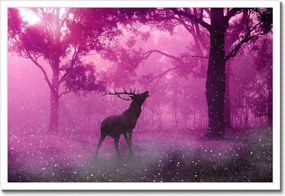 Poszter keretben 60x40 Szarvas a varázslatos erdőben