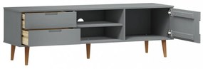 MOLDE szürke tömör fenyőfa TV-szekrény 158 x 40 x 49 cm