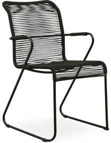 Branco kerti szék, fekete, fekete fém láb