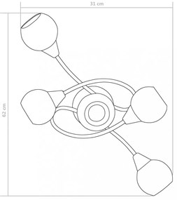 fehér kerámia lámpaernyős mennyezeti lámpa 5 db E14-es izzóhoz