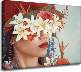 Vászonkép Nő Száj Virágok Természet 40x30 cm Ideális ajándék
