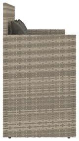 világosszürke polyrattan kerti pad párnákkal