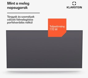 Klarstein Wonderwall Smart Infravörös hősugárzó, 60 x 120cm, Applikáció, 770 W, Heti időzítő, IP24