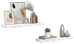 vidaXL Falpolc tárolóval 2 pcs Fehér márvány 80 x 23,5 x 4 cm Faanyag