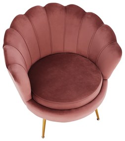 Fotel Art-deco stílusban, rózsaszín Velvet anyag/gold króm-arany, NOBLIN