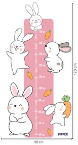 PIPPER. Textil falmatrica "Gyermek mérő - Nyuszik"