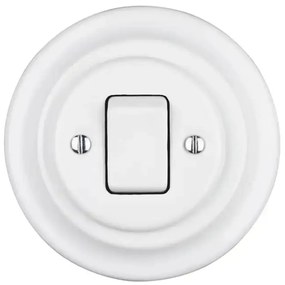 Bohemia-Design - Porcelán retro egygombos kapcsoló, 7-es kerettel, fehér