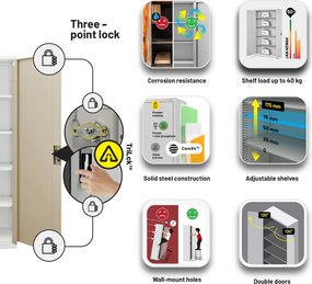 Fém irodagardrób Fehér/ Aranytölgy: Eco Design JAN II