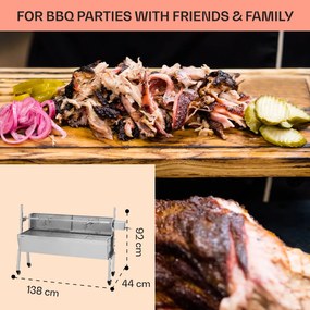 Sauenland Pro, malacsütő grill, forgó nyárs, 13 W, 4 kerék, rozsdamentes acél