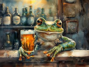 Vászonkép Canvas Grafika Béka Sör Pub Kocsmák Ital Bár 100x75