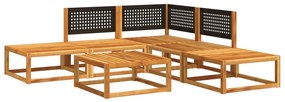 6 darabos akácfa és rattan kerti kanapégarnitúra párnákkal