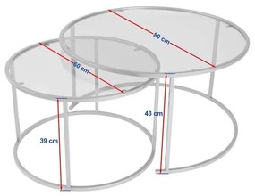 Dohányzóasztal Aurum - 80, 60 - Fekete, Transparent