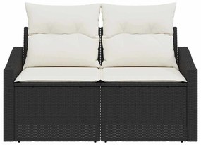 Kerti kanapé párnával Fekete 123 x 62 x 69cm polirattan