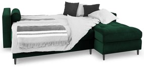 Santo zöld kinyitható bársony sarokkanapé, jobb oldali - Milo Casa