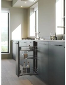 Konyhai fémrács, 300mm, oldalra szerelhető, króm-fehér, teljes kihúzás, csillapított záródás, rejtett fióksín, 3 kosár SIGE, Infinity Line 004