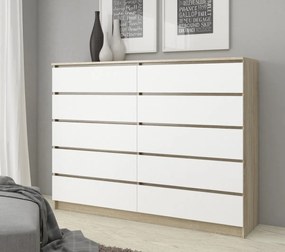 Komód Kurtinaitis 10SZ (szonoma tölgy + fehér). Akció -15%. 1069017