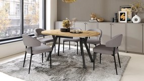 Mazzoni ALDO Artisan tölgy/fekete lábak - LOFT/IPARI STÍLUSÚ BŐVÍTHETŐ KEREK ASZTAL NAPPALIBA/ÉTKEZŐBE "Y" ALAKÚ LÁBAKKAL