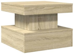 sonoma tölgy színű dohányzóasztal LED-lámpákkal 50x50x40 cm
