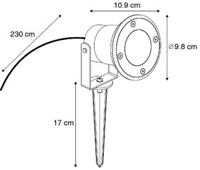 Kert spot fekete kábellel és dugóval 230 cm IP65 - Basic