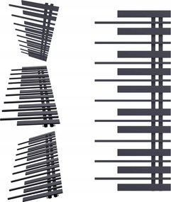 Fürdőszobai radiátor Pianino 1280x570 Jobbos Grafit