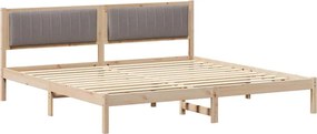vidaXL Ágykeret fejtámlával Tópszínű 200 x 200 cm Tömör fenyőfa