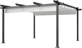 Outsunny Pergola Kerti Pavilon 4x4m Visszahúzható Ellenálló Tetővel, Alumínium Tartószerkezettel, Pavilon Kerthez, Teraszhoz, Erkélyhez, Verandához, T