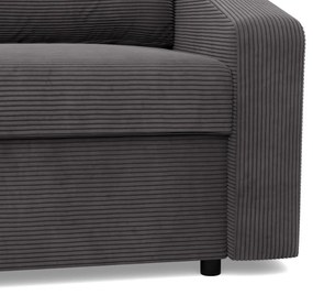 Zeus sarokkanapé, 2 ágyneműtartóval, döntött kartámasz, kordbársony, univerzális oldal, hab töltet, szürke