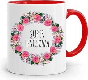 Piros Anyós Bögre Szuper Anyós Ajándék fényképes nyomtatással