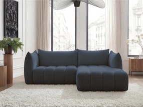 Sötétkék buklé sarokkanapé (jobb oldali-heverő résszel) Azra – Bobochic Paris