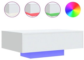 Fehér dohányzóasztal LED-lámpákkal 85 x 55 x 31 cm
