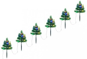 6 db PVC karácsonyi ösvényt jelző díszfa színes LED-ekkel 45 cm