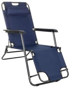 Összecsukható nyugágy, napozóágy, szék fejtámlával - Kék