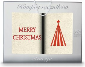 Törölköző Szett 2DB 50X90 Karácsonyi Hímzéssel Ajándék Lengyel Termék