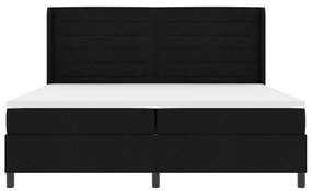 Boxspring ágy matraccal és LED világítással, fekete, 200x200 cm szövet